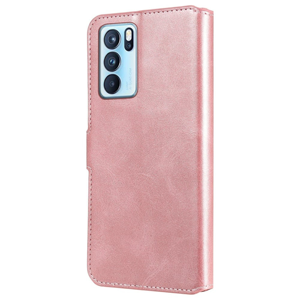 Oppo Reno6 Pro Flip Deksel i Kunstskinn med Lommebok og Magnetisk Lukking - Rose Gold