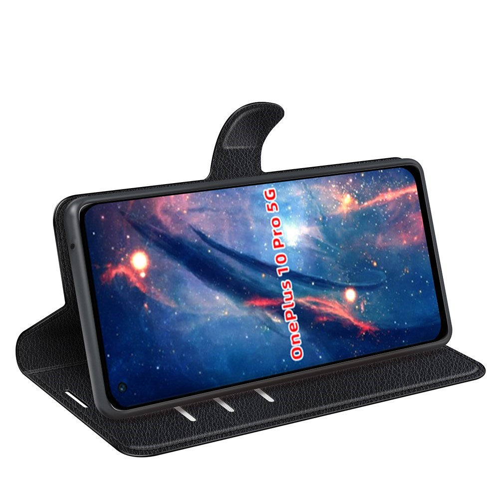 EIDERWOOD OnePlus 10 Pro Kunstskinn Flip Deksel m. Kortholder & Ståfunksjon - Svart