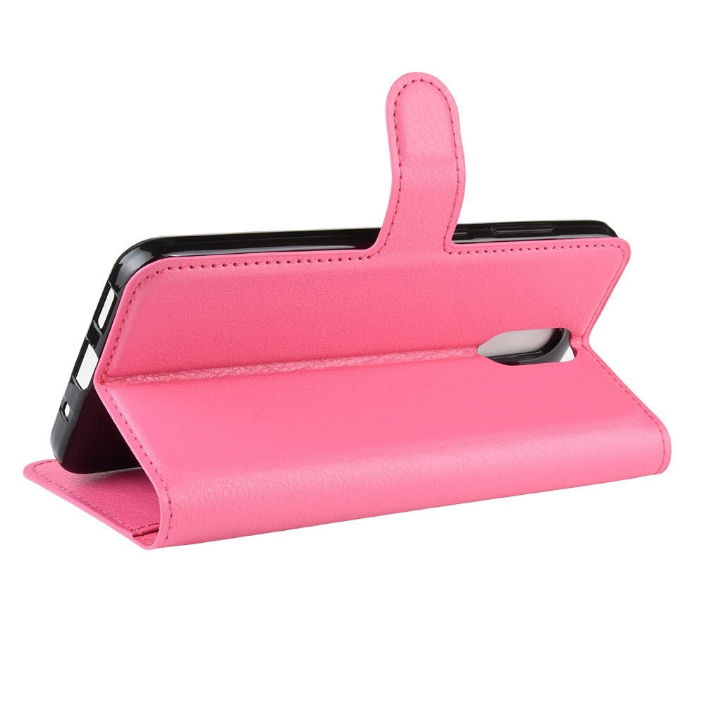 Nokia 2.3 Litchi PU Skinndeksel m. Lommebok - Rosa