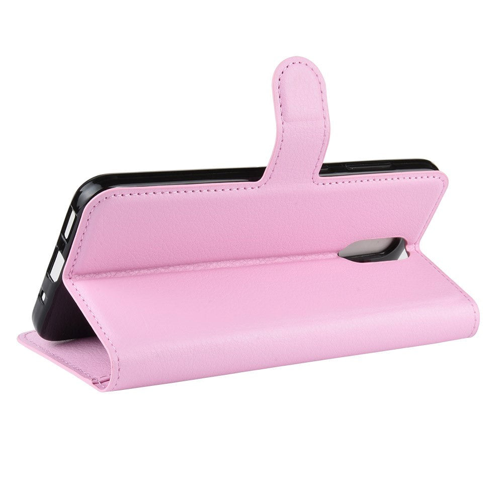 Nokia 2.3 Litchi PU Skinndeksel m. Lommebok - Lyserosa