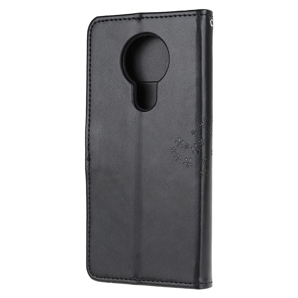 Nokia 5.3 PU Skinn Flip Deksel m. Lommebok - Ugler i Tre Sort