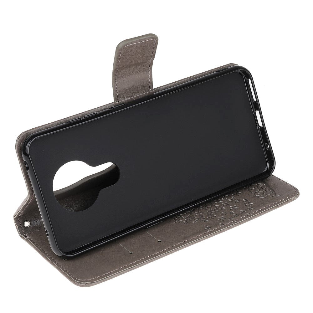 Nokia 5.3 PU Skinn Flip Deksel m. Lommebok - Ugler i Tre Grå