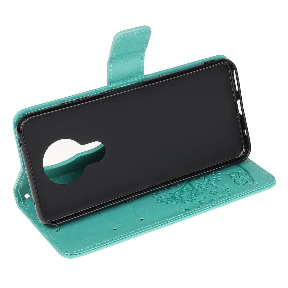 Nokia 5.3 PU Skinn Flip Deksel m. Lommebok - Ugler i Tre Grønn