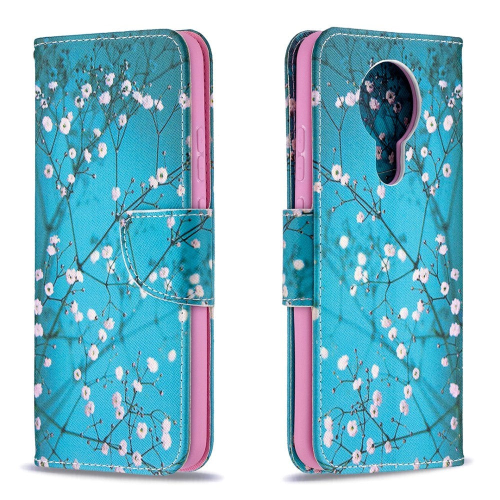 Nokia 3.4 PU Skinndeksel m. Lommebok - Blomster Motiv