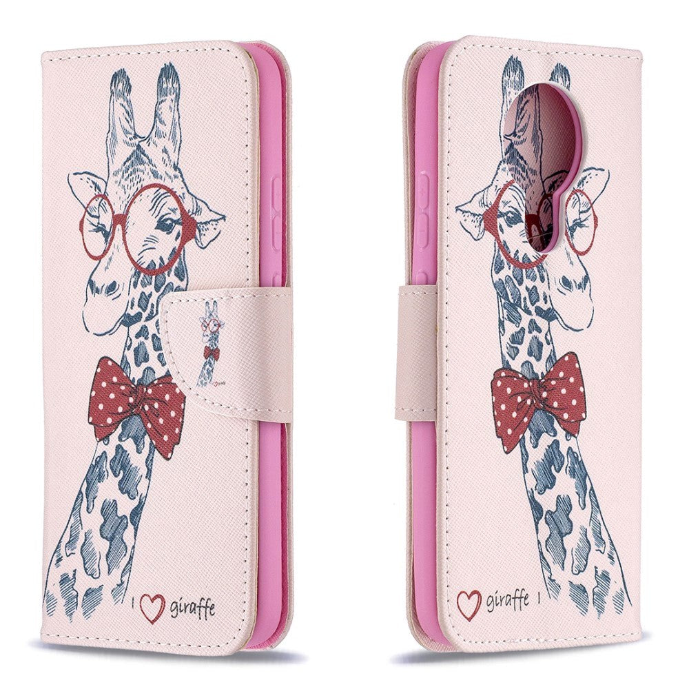 Nokia 3.4 PU Skinndeksel m. Lommebok - Sjiraff