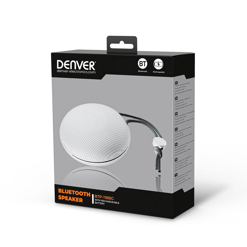 Denver Trådløs Bluetooth Høyttaler med Opphengsstropp - Grå