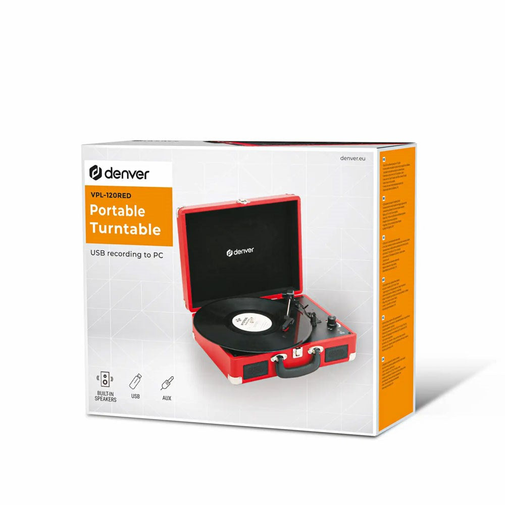 Denver VPL-120 Vintage USB Platespiller - Rød