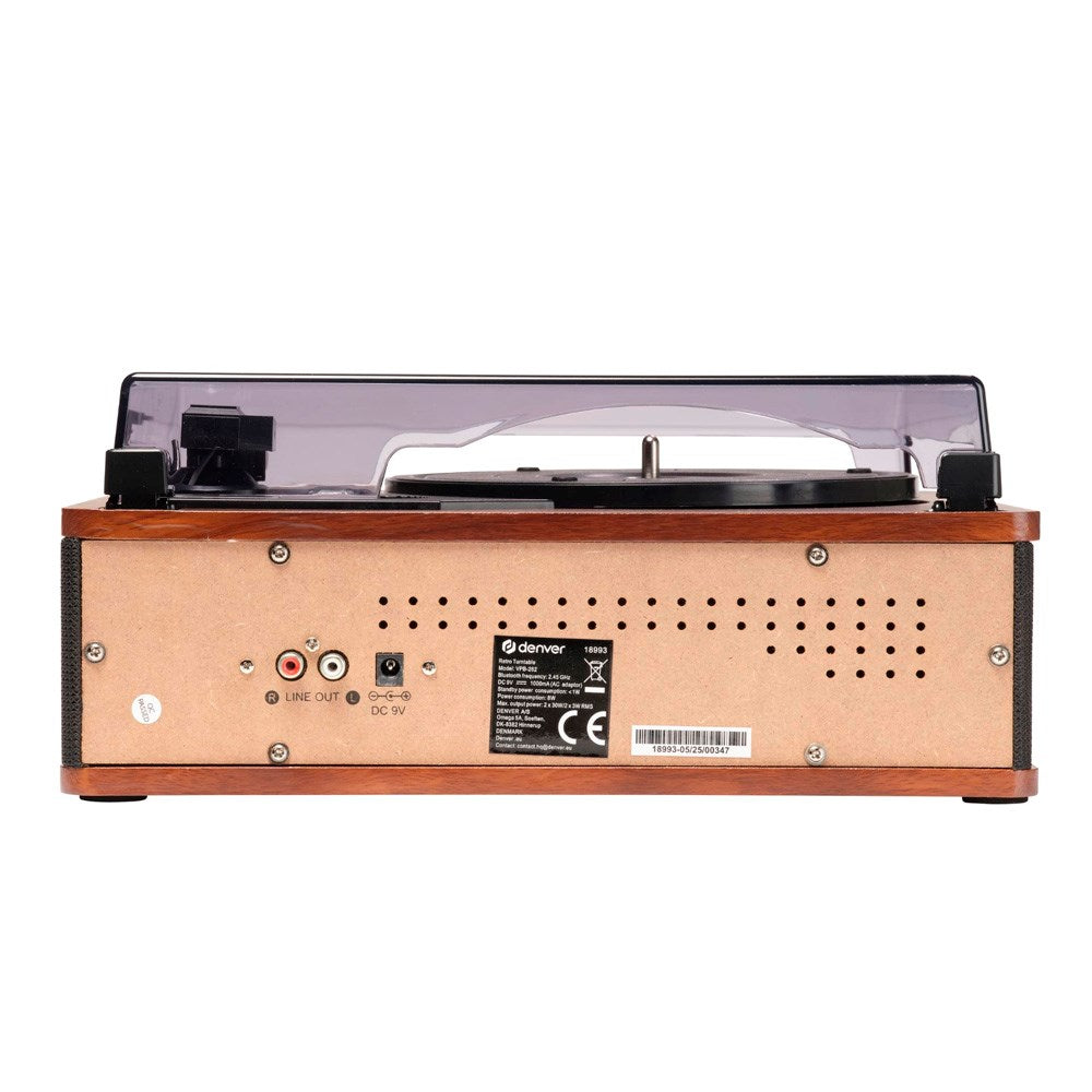 Denver VPB-262 Retro Platespiller med Bluetooth & 2 x 20W Innebygde Høyttalere - Svart / Brun
