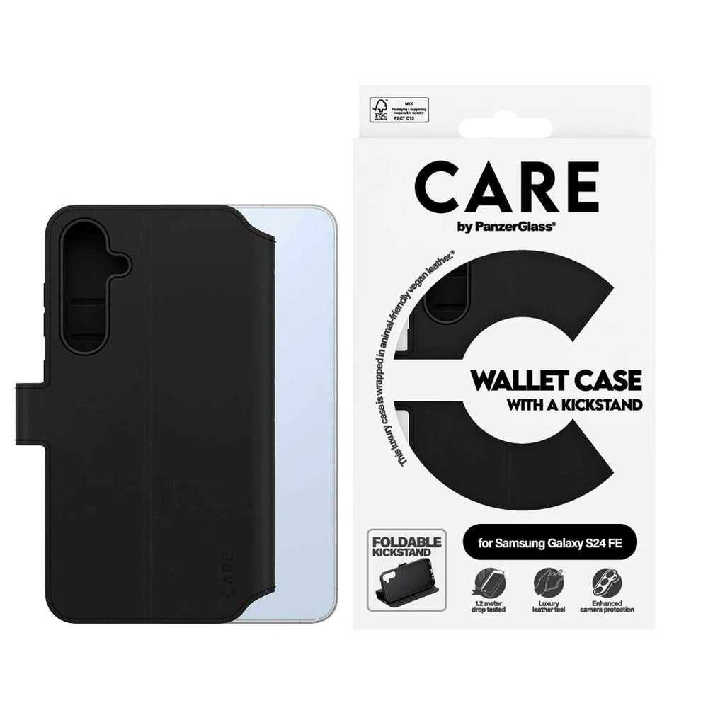 CARE by PanzerGlass Samsung Galaxy S24 FE Feature Wallet Case med Stativfunksjon - Svart