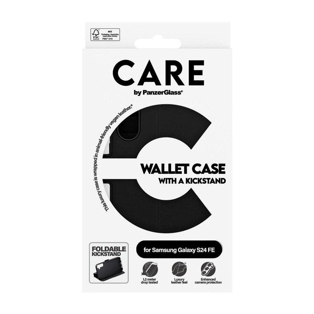 CARE by PanzerGlass Samsung Galaxy S24 FE Feature Wallet Case med Stativfunksjon - Svart