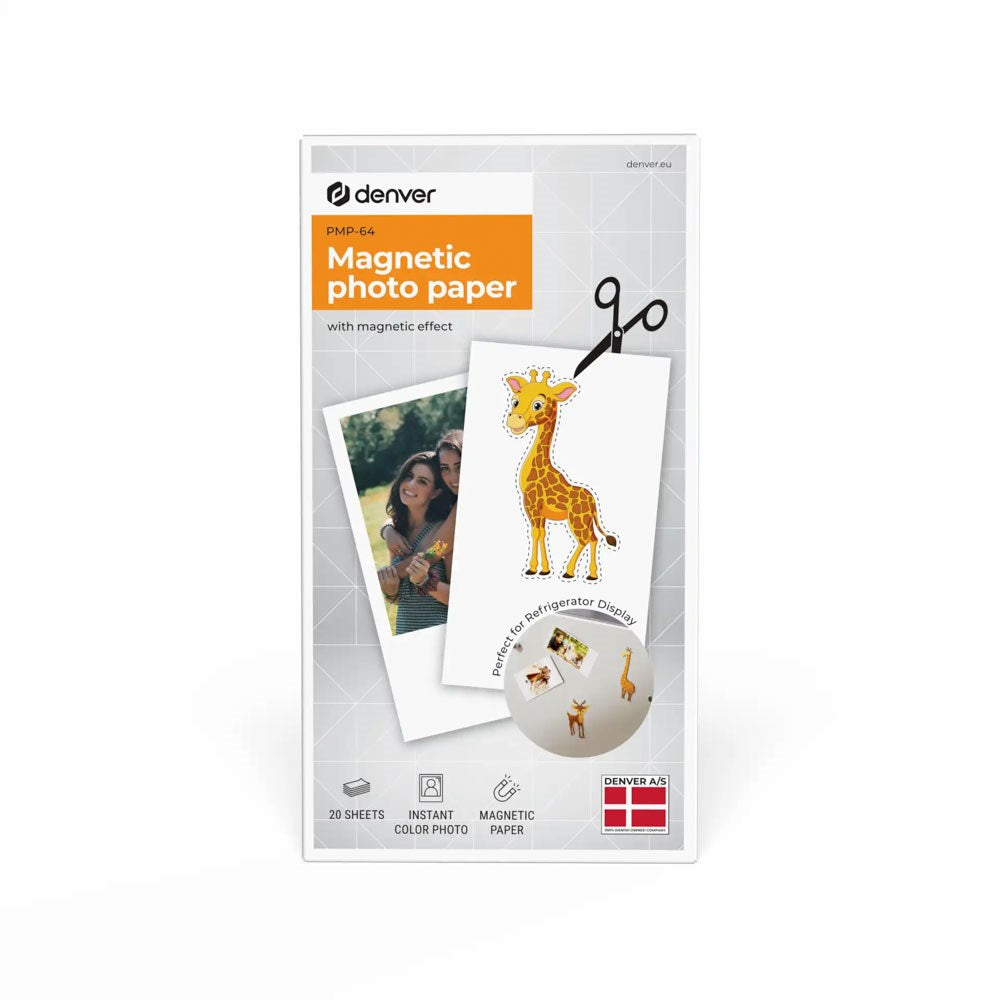 Denver PMP-64 Magnetisk Fotopapir til MCP-6010 Bluetooth Skriver - 20 stk - Hvit