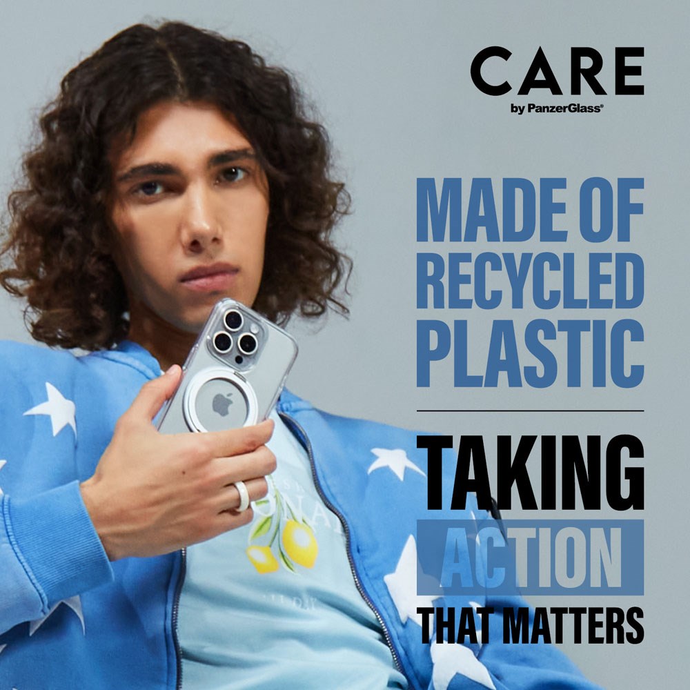 CARE by PanzerGlass iPhone 16 Feature Kickstand Deksel - MagSafe Kompatibel - Transparent / Silver