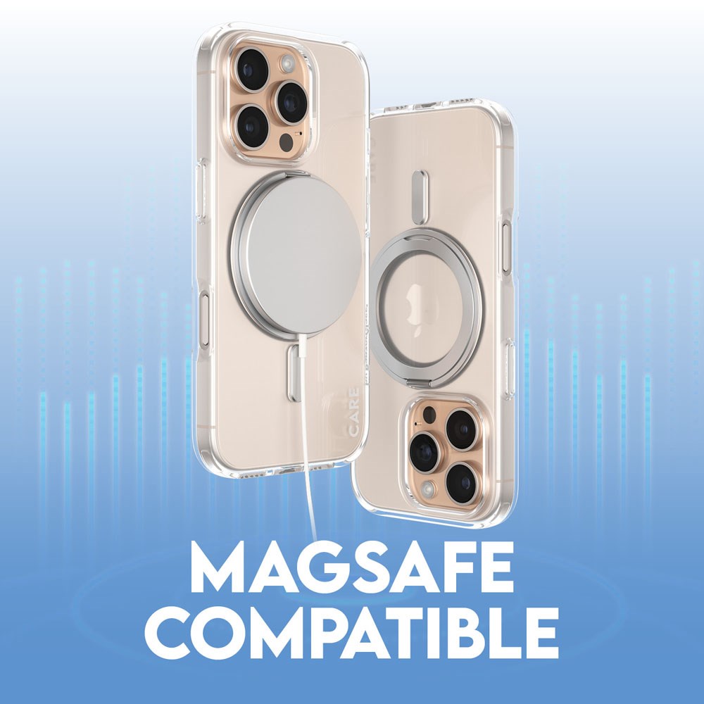 CARE by PanzerGlass iPhone 16 Pro Feature Kickstand Deksel - MagSafe Kompatibel - Transparent / Silver