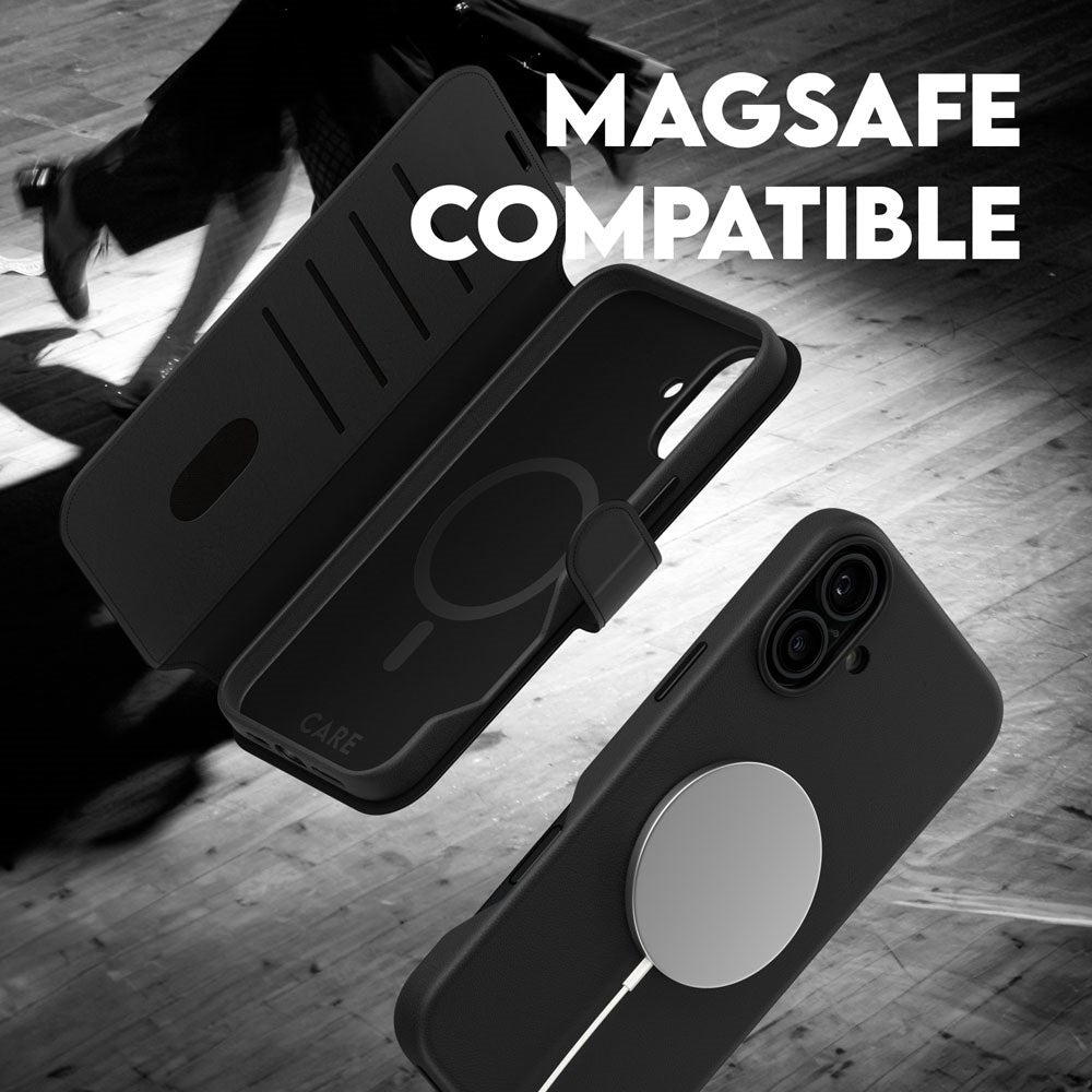 CARE by PanzerGlass iPhone 16 Feature Tango 2-in-1 Deksel med Lommebok - Svart