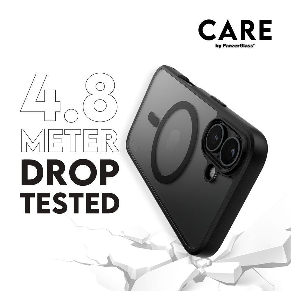 CARE by PanzerGlass iPhone 16 FLAGSHIP Urban Combat-deksel - MagSafe Kompatibel - Transparent / Black Frame
