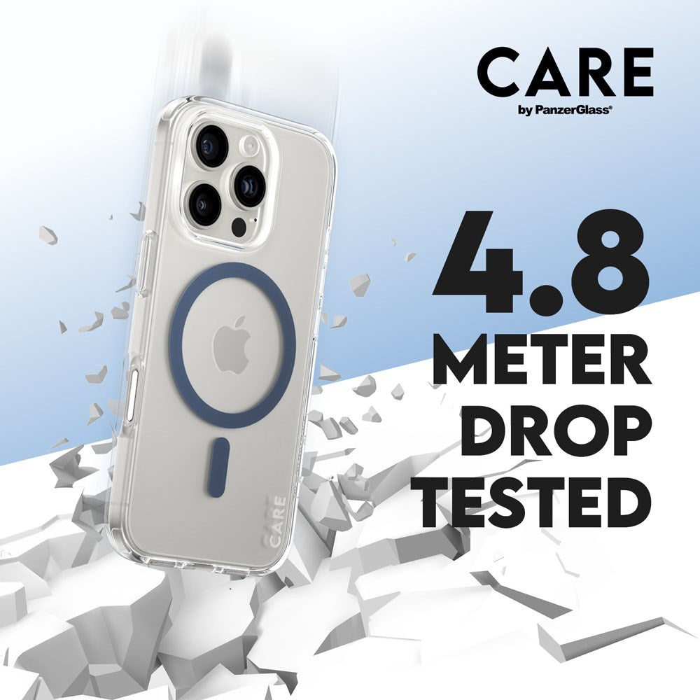 CARE by PanzerGlass iPhone 16 Pro FLAGSHIP Urban Combat-deksel - MagSafe Kompatibel - Transparent / Coronet Blue