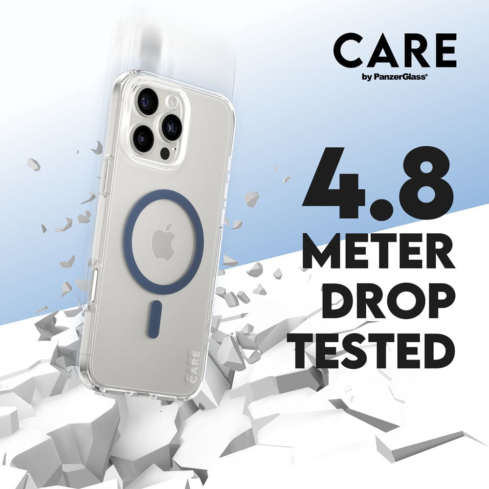 CARE by PanzerGlass iPhone 16 Pro Max FLAGSHIP Urban Combat-deksel - MagSafe Kompatibel - Transparent / Coronet Blue