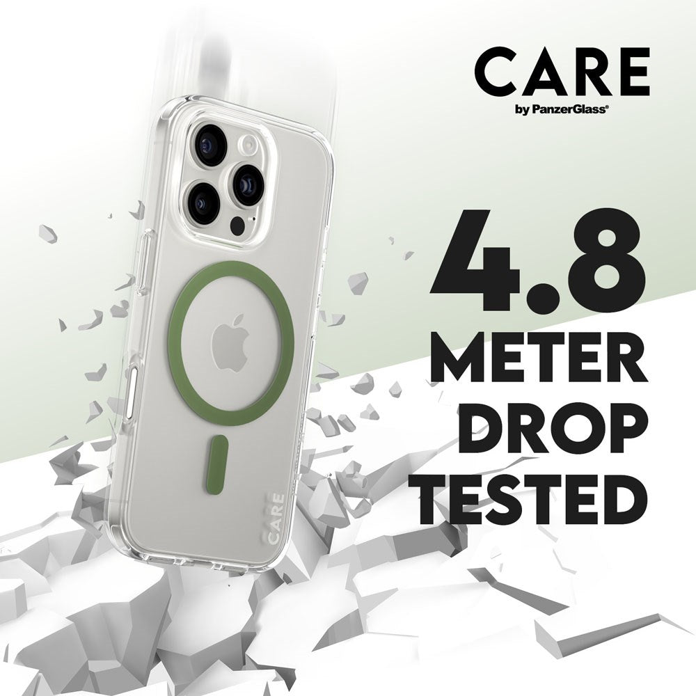 CARE by PanzerGlass iPhone 16 Pro FLAGSHIP Urban Combat-deksel - MagSafe Kompatibel - Transparent / Piquant Green
