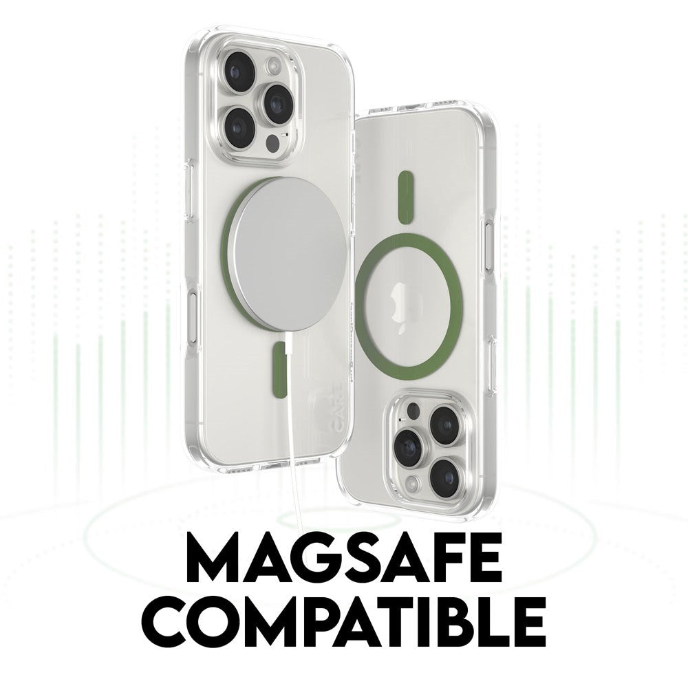 CARE by PanzerGlass iPhone 16 Pro FLAGSHIP Urban Combat-deksel - MagSafe Kompatibel - Transparent / Piquant Green