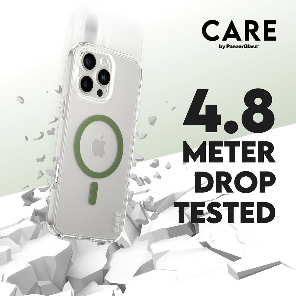CARE by PanzerGlass iPhone 16 Pro Max FLAGSHIP Urban Combat-deksel - MagSafe Kompatibel - Transparent / Piquant Green