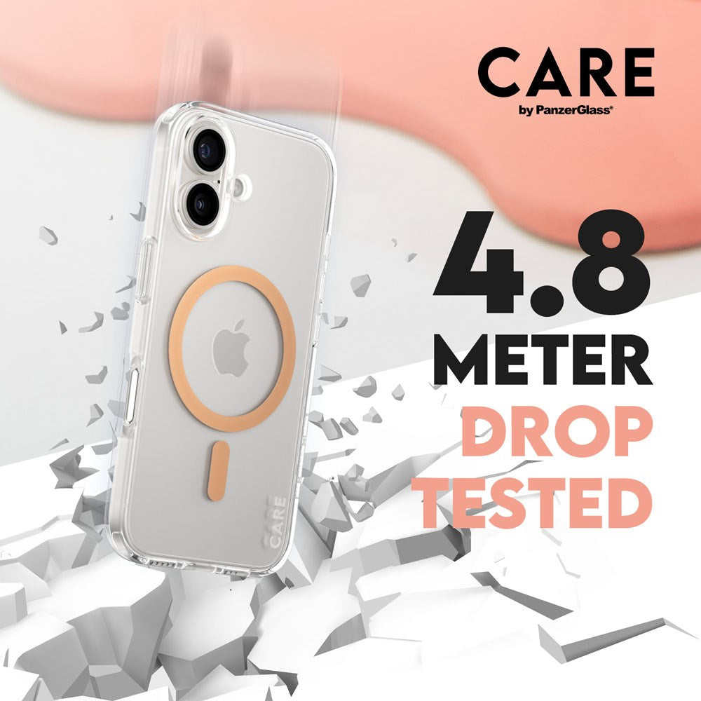 CARE by PanzerGlass iPhone 16 FLAGSHIP Urban Combat-deksel - MagSafe Kompatibel - Transparent / Peach Fuzz