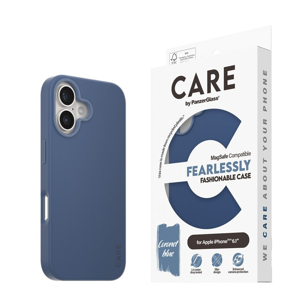 CARE by PanzerGlass iPhone 16 FASHION Fearlessly Fashionable Deksel - MagSafe Kompatibel - Coronet Blue