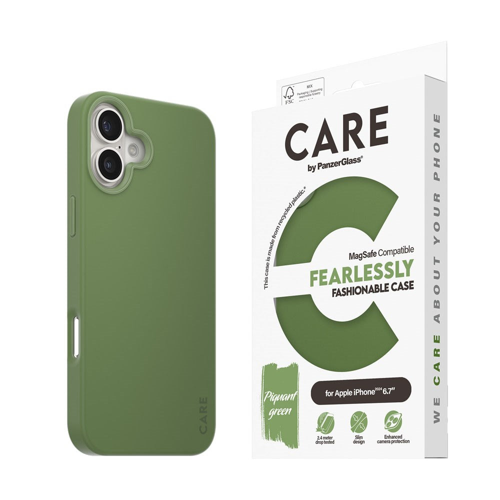 CARE by PanzerGlass iPhone 16 Plus FASHION Fearlessly Fashionable Deksel - MagSafe Kompatibel - Piquant Green