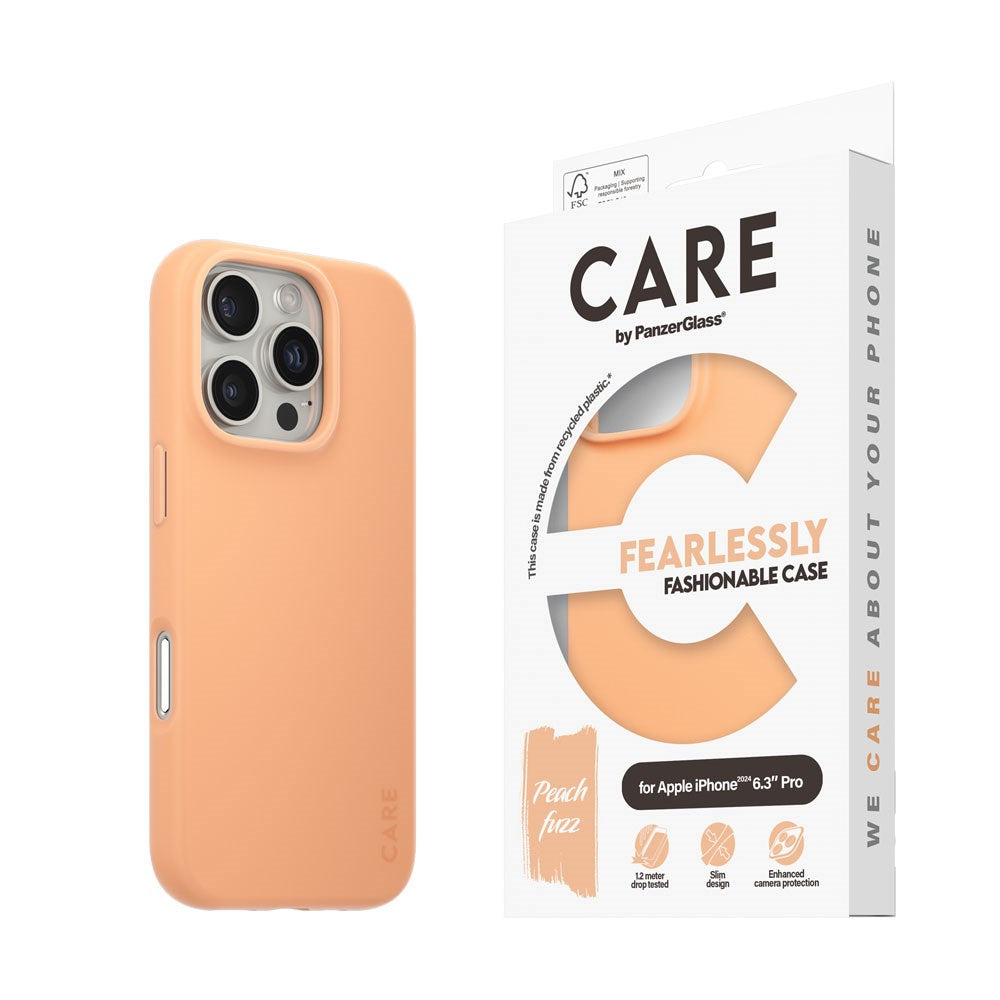 CARE by PanzerGlass iPhone 16 Pro FASHION Fearlessly Fashionable Deksel - Peach Fuzz