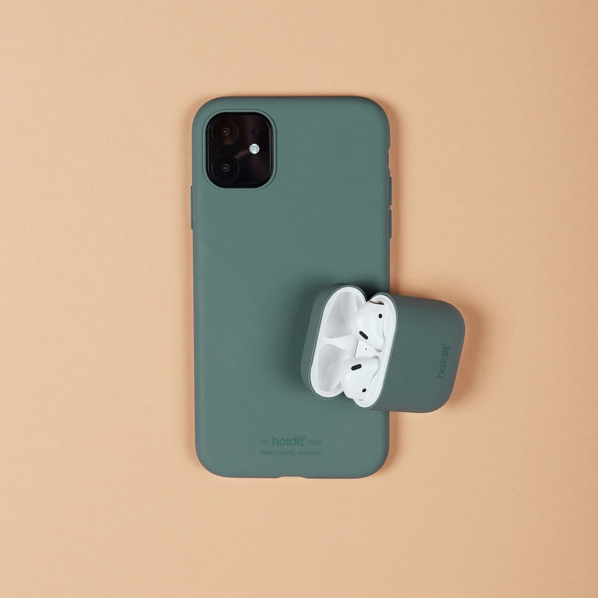 Holdit Nygård Silikon Deksel Til AirPods (1 & 2. gen.) - Moss Green