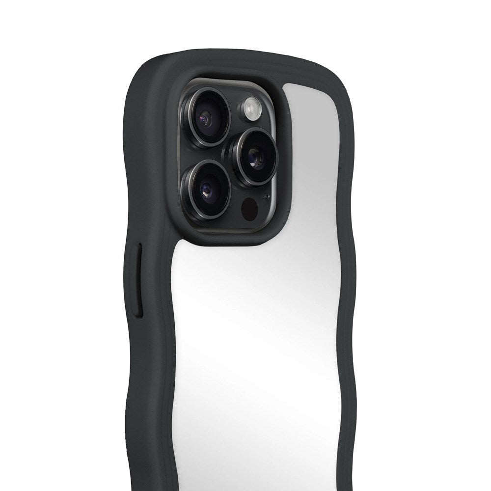 Holdit iPhone 15 Pro Wavy Deksel - Black / Mirror