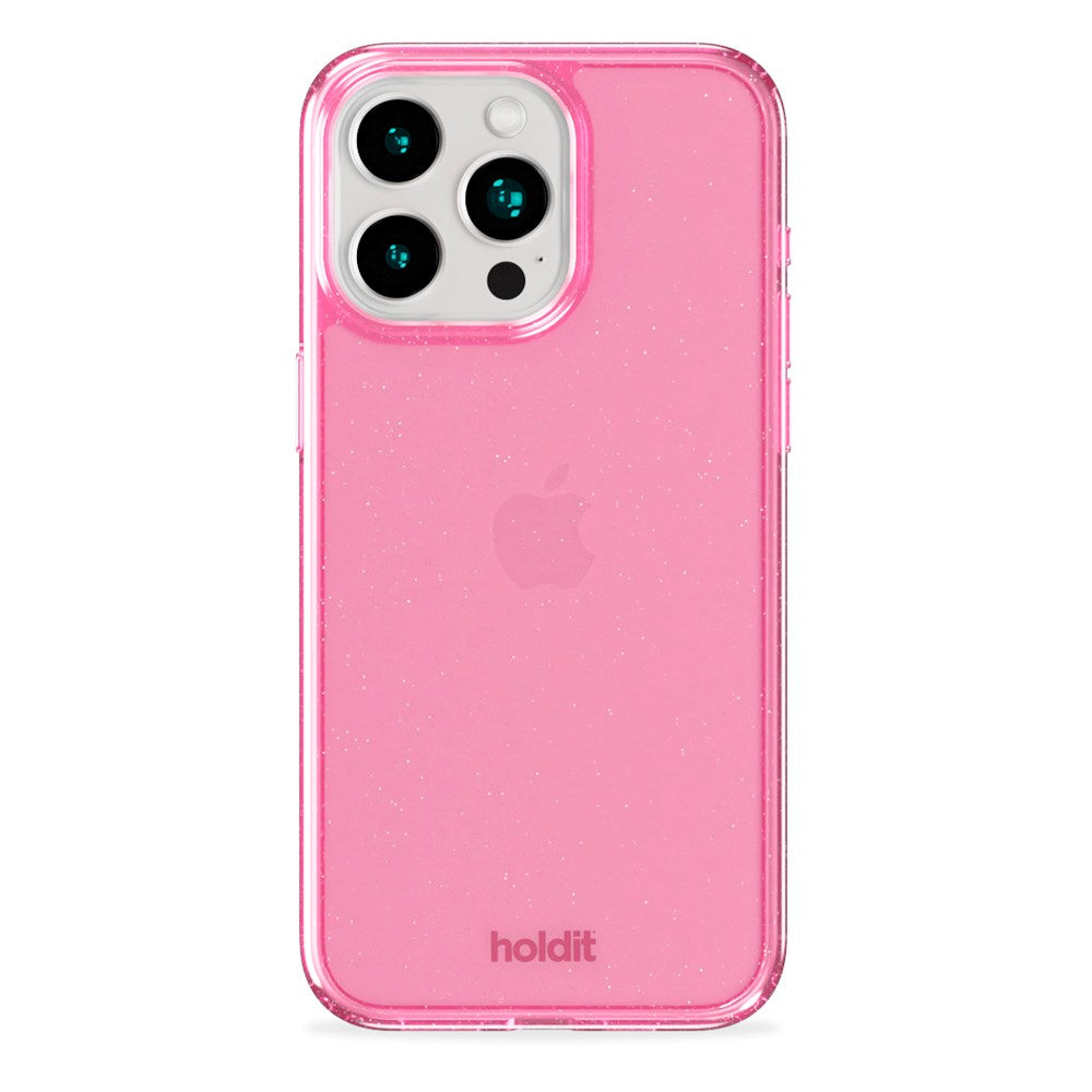 Holdit iPhone 15 Pro Glitter Deksel - Rosa