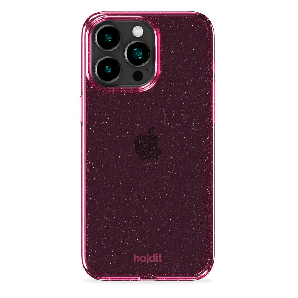 Holdit iPhone 15 Pro Glitter Deksel - Rosa