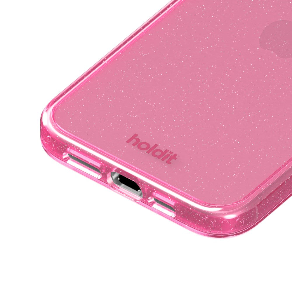 Holdit iPhone 15 Pro Glitter Deksel - Rosa
