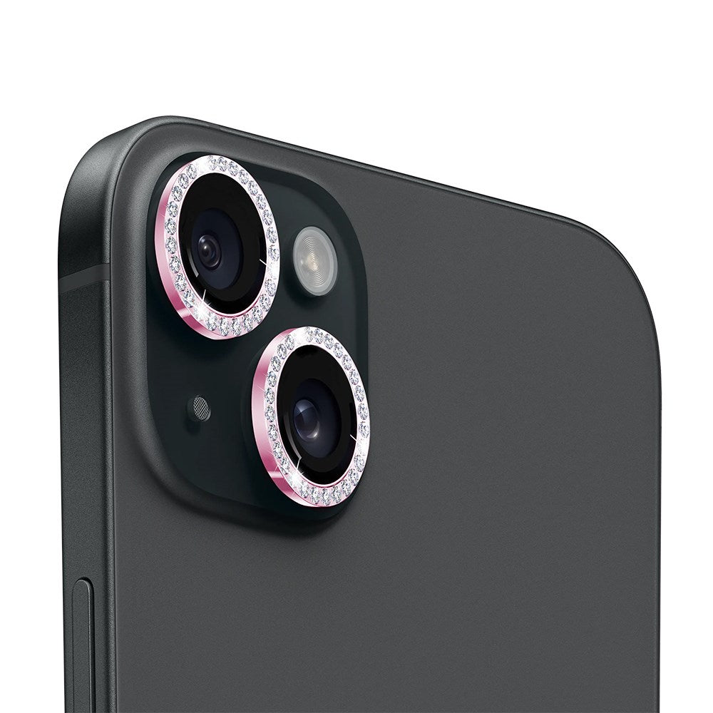 Holdit iPhone 15 / 15 Plus Kameralinsebeskytter - Glitter / Rosa
