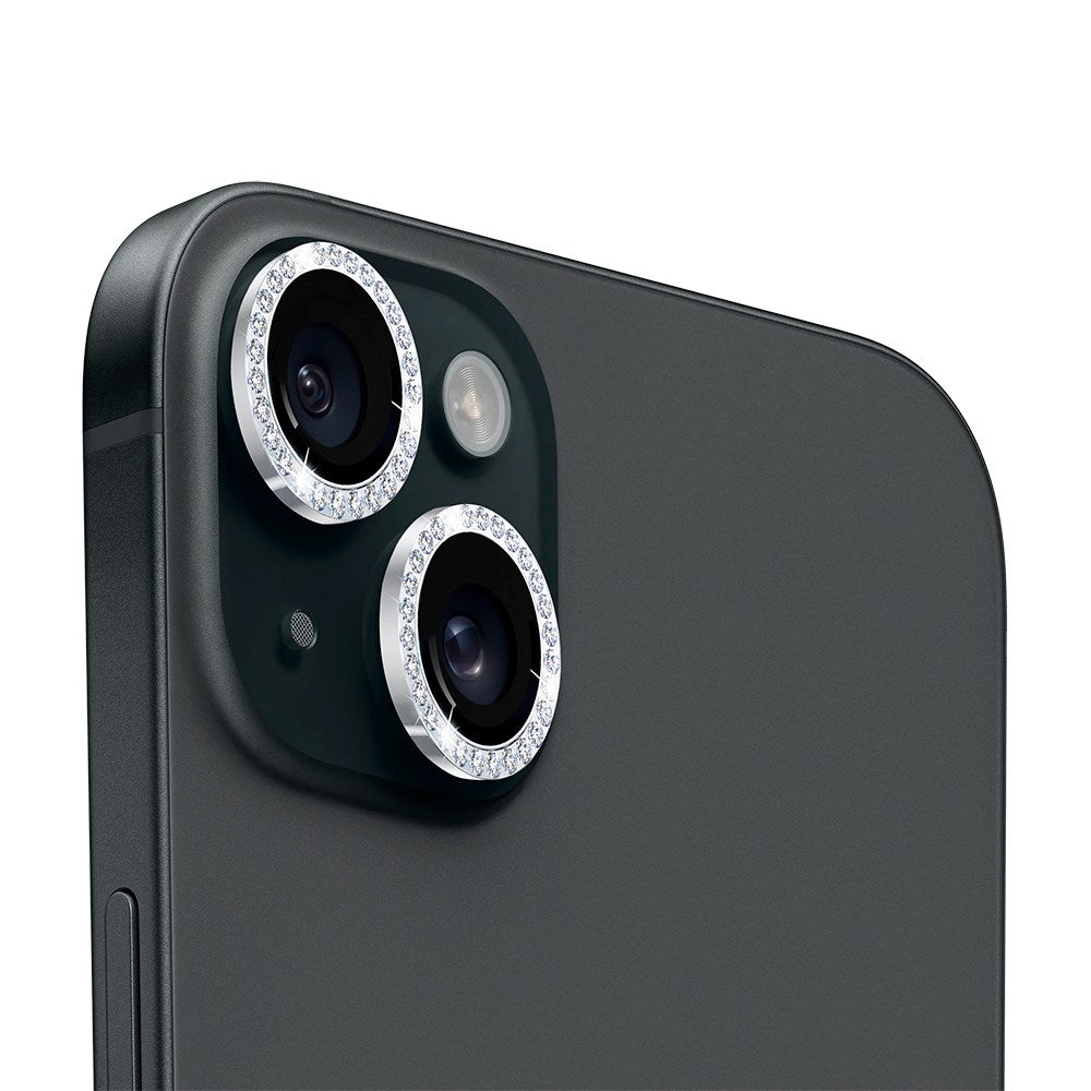 Holdit iPhone 15 / 15 Plus Kameralinsebeskytter - Glitter / Sølv