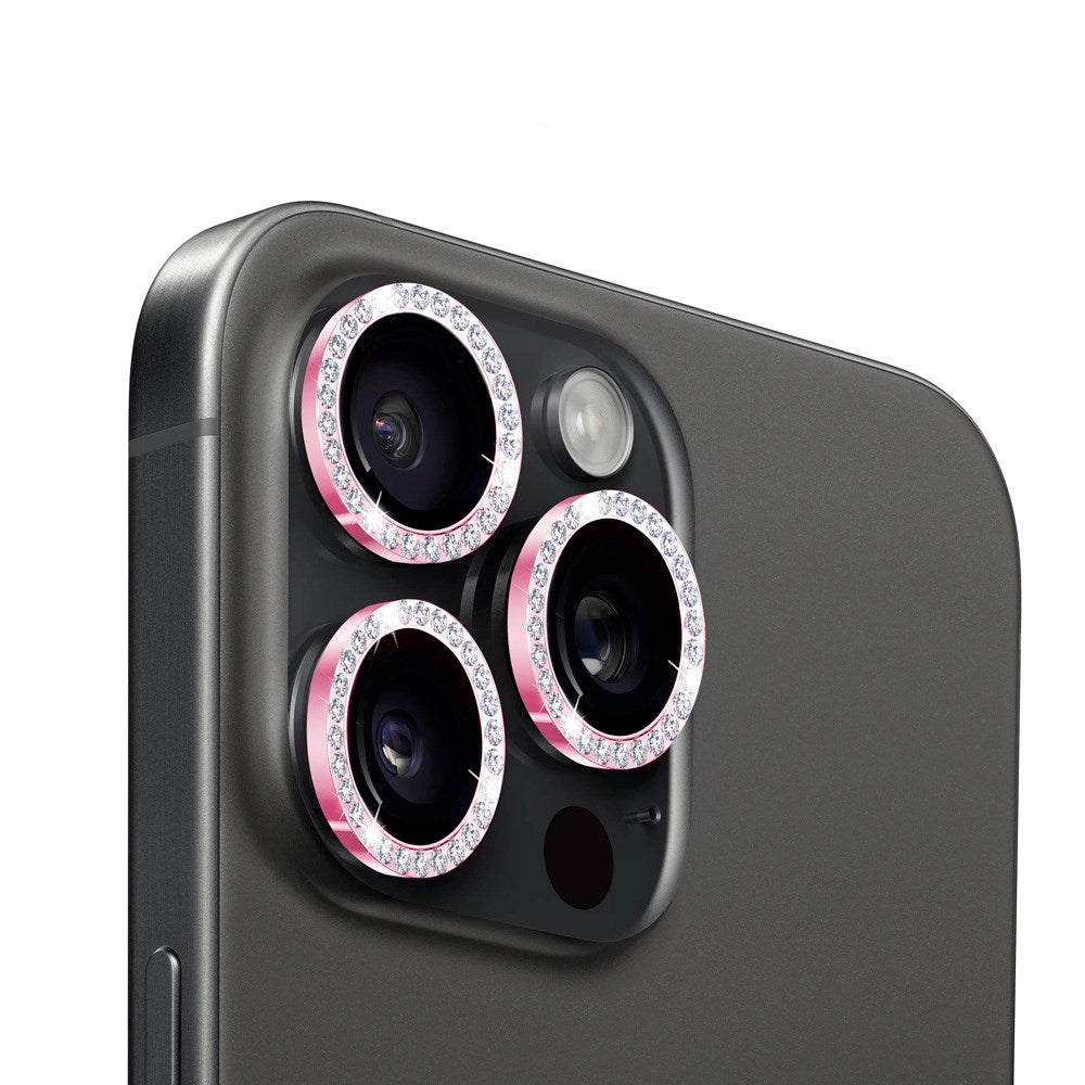 Holdit iPhone 15 Pro / 15 Pro Max Kameralinsebeskytter - Glitter / Rosa