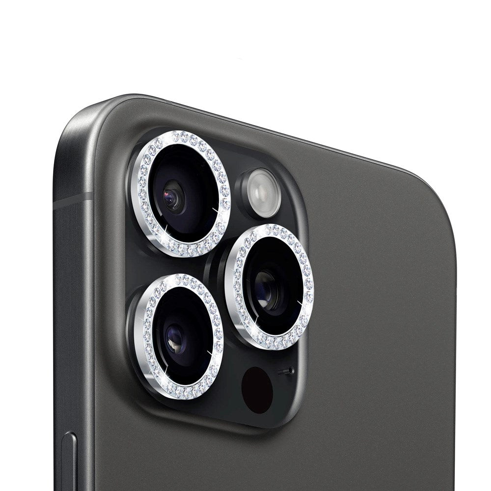 Holdit iPhone 15 Pro / 15 Pro Max Kameralinsebeskytter - Glitter / Sølv