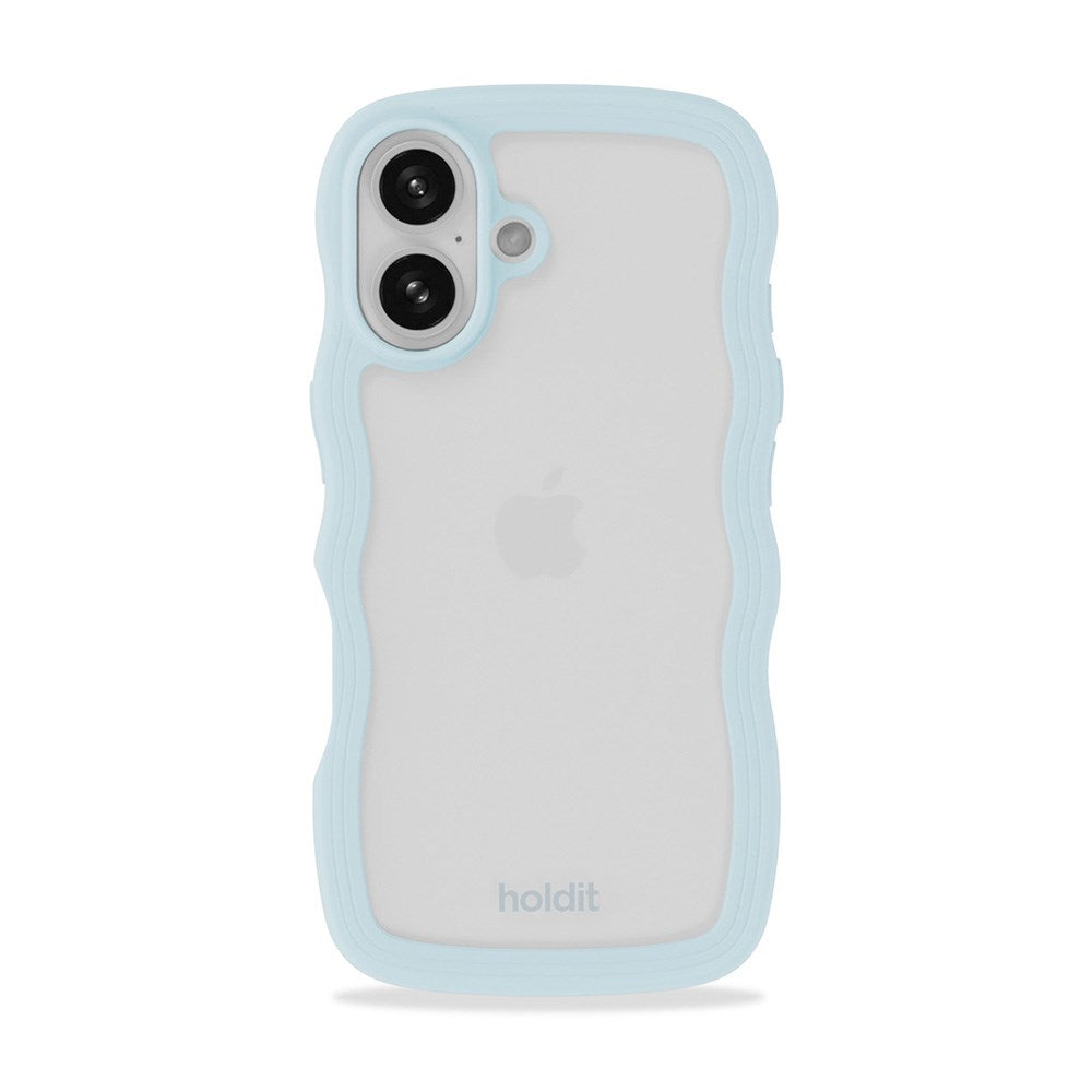 Holdit iPhone 16 Wavy Deksel - Mineral Blue / Transparent