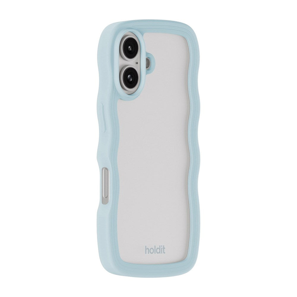 Holdit iPhone 16 Wavy Deksel - Mineral Blue / Transparent
