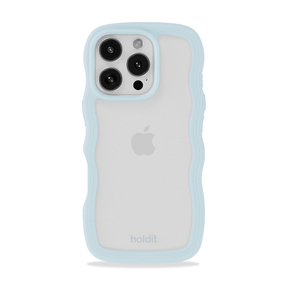 Holdit iPhone 16 Pro Max Wavy Deksel - Mineral Blue / Transparent