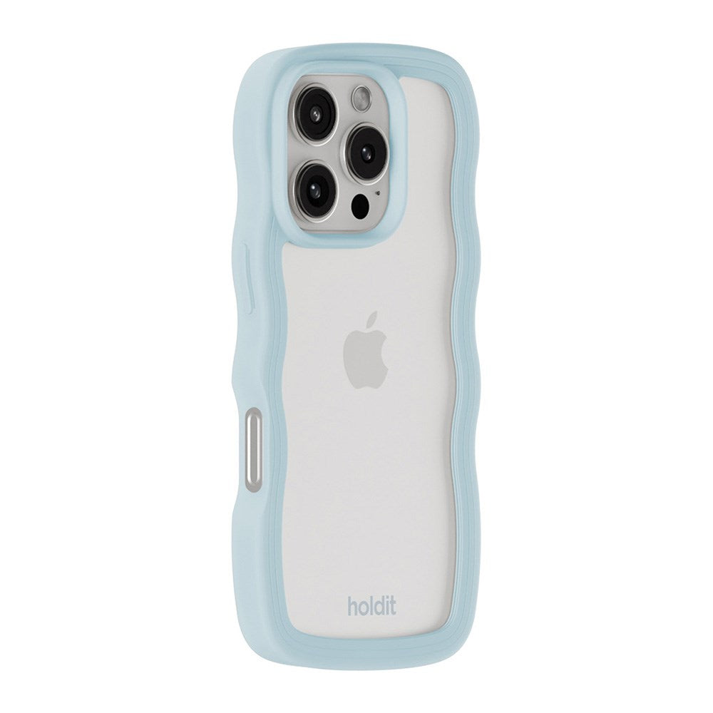 Holdit iPhone 16 Pro Max Wavy Deksel - Mineral Blue / Transparent