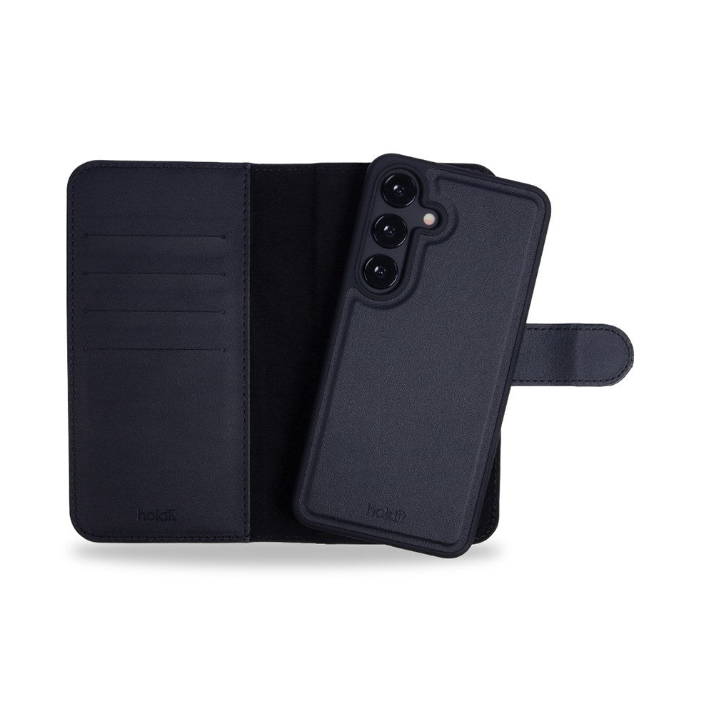 Holdit Samsung Galaxy S25 Magnet Case Skinndeksel med Lommebok - Svart