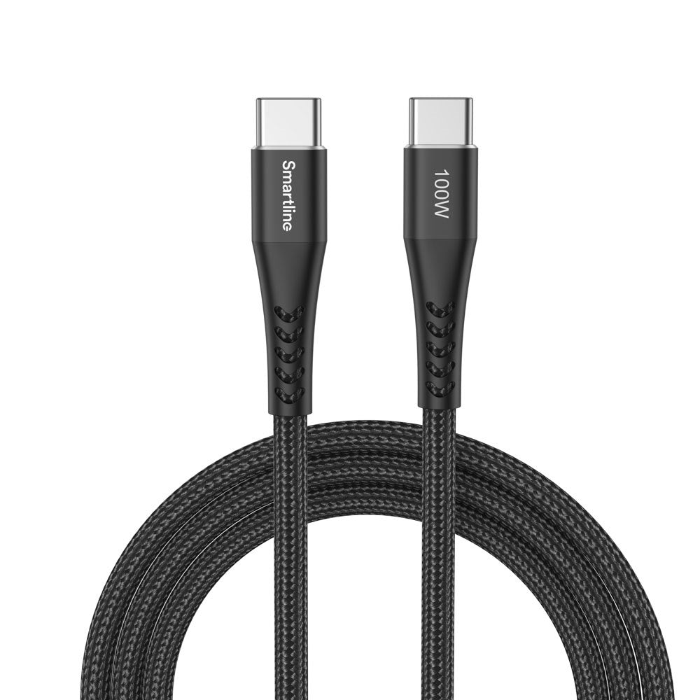 Smartline 100W USB-C til USB-C Kabel 2 m. - Svart