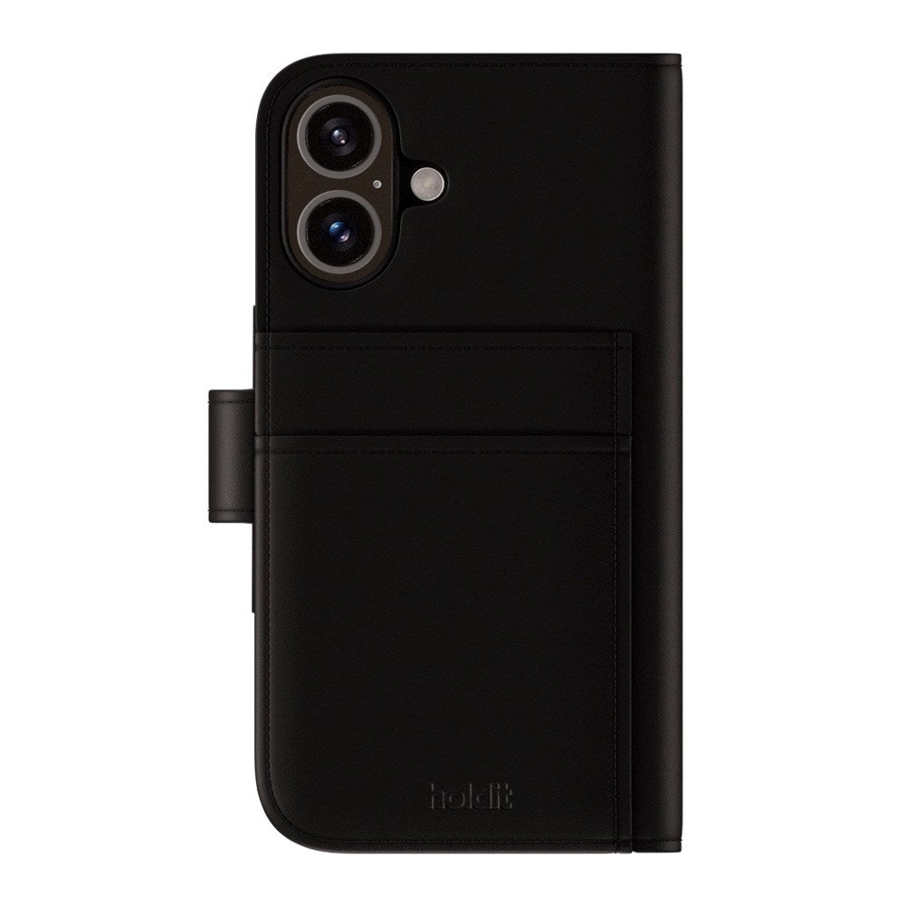 Holdit iPhone 16 Wallet Case MagSafe Plus - Flip Deksel - MagSafe Kompatibel - Black