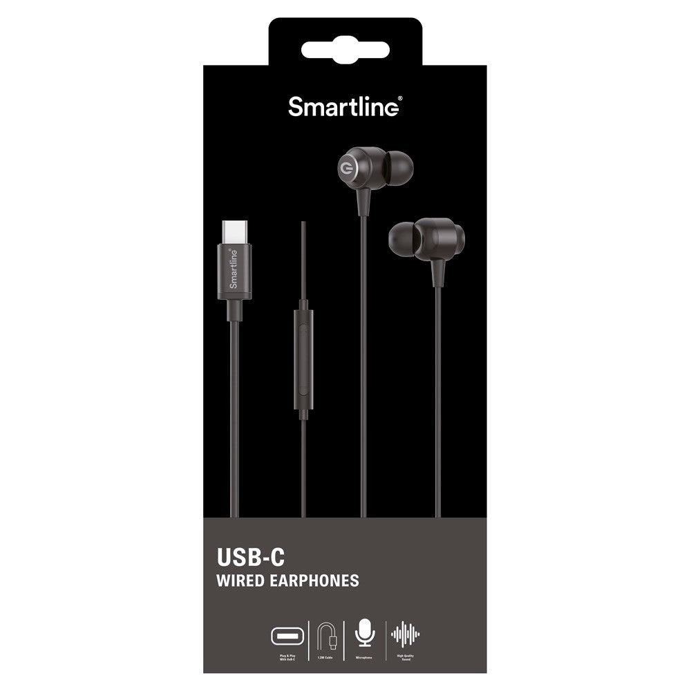 Smartline In-Ear Hodetelefoner med USB-C & Mikrofon - Svart