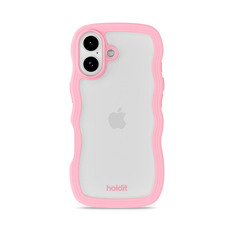 Holdit iPhone 17 Wavy Deksel - Pink / Transparent
