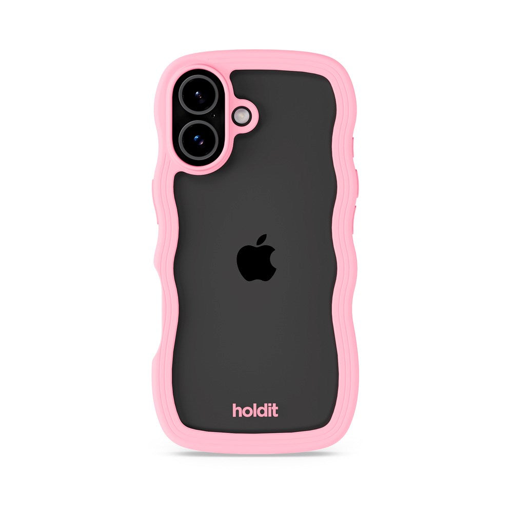Holdit iPhone 17 Wavy Deksel - Pink / Transparent