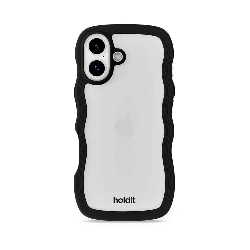 Holdit iPhone 17 Wavy Deksel - Black / Transparent