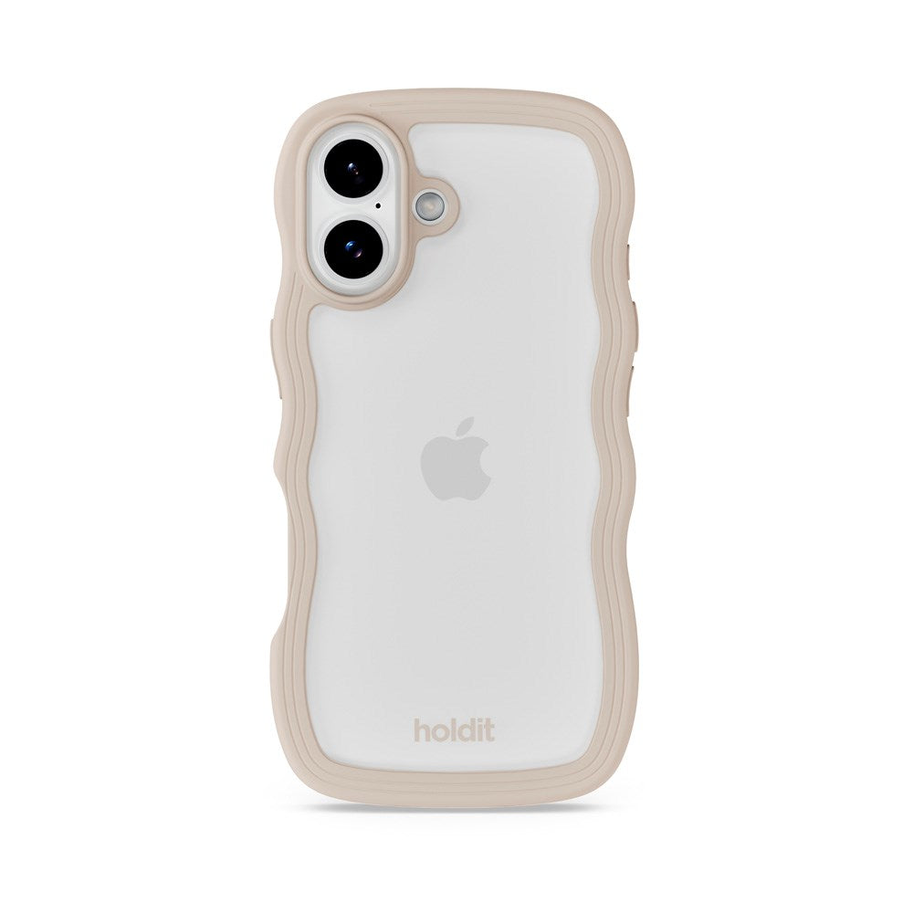 Holdit iPhone 17 Wavy Deksel - Light Beige / Transparent