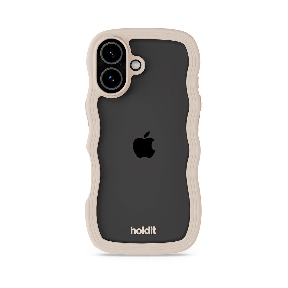 Holdit iPhone 17 Wavy Deksel - Light Beige / Transparent
